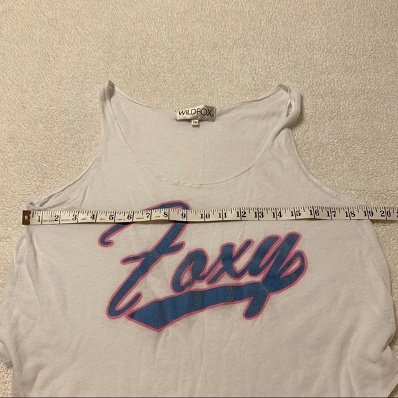 Wildfox White “Foxy” Flocked Cropped Oversized Tank Top Boho - Picture 9 of 11